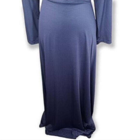 SHEIN NAVY V-NECK LONG SLEEVE MAXI DRESS SZ.5XL EUC. - Picture 4 of 11